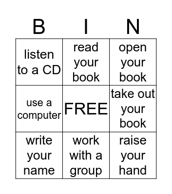 Classroom Phrases Bingo Card