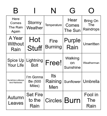 Weather Bingo Card