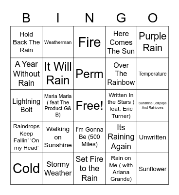 Weather BINGO Card