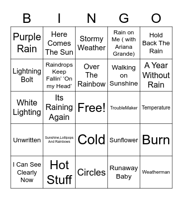 Weather BINGO Card