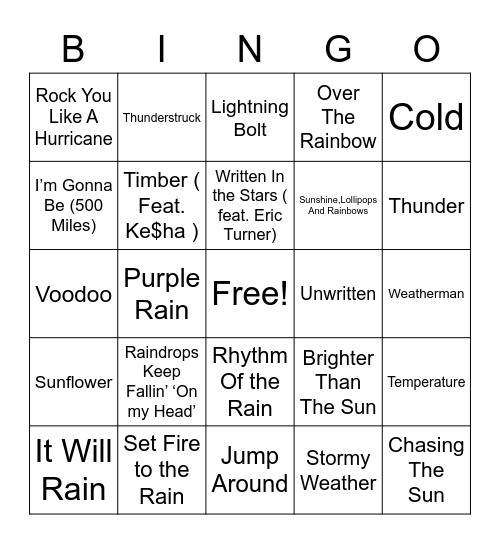 Stormy BINGO Card