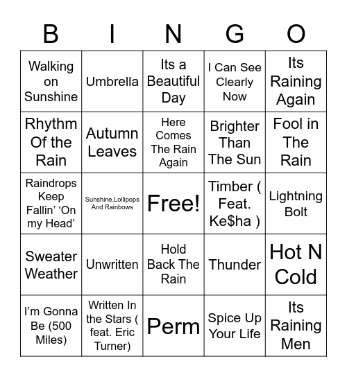 Stormy BINGO Card