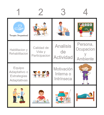 Terapia Ocupacional Loteria Bingo Card