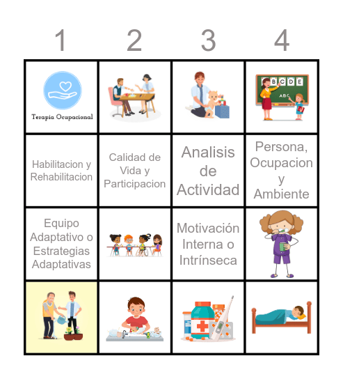 Terapia Ocupacional Loteria Bingo Card