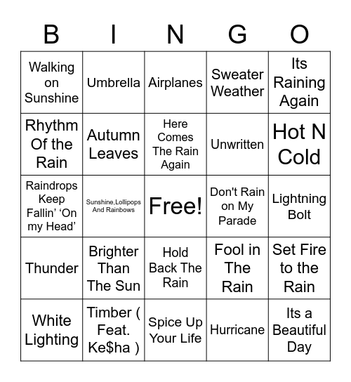 Stormy BINGO Card