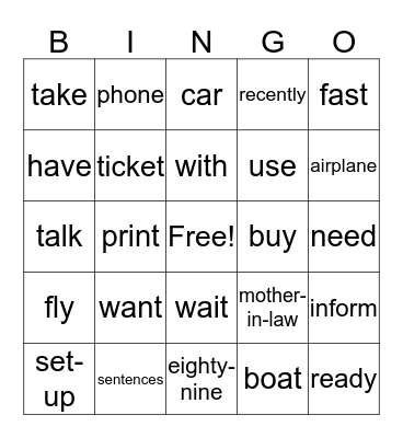 ASL 2 Bingo Card