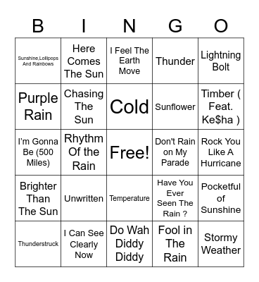 Stormy BINGO Card