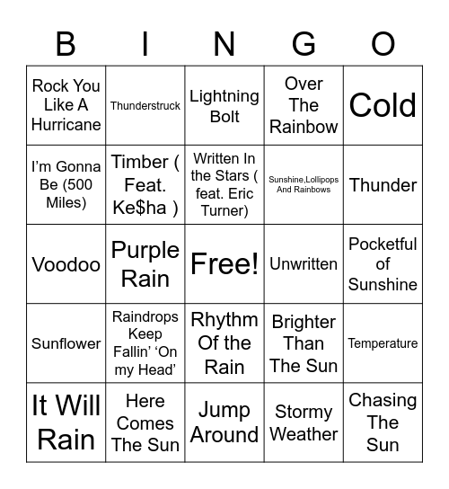 Stormy BINGO Card