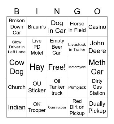 Oklahoma Bingo Card