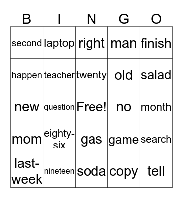 ASL 2 Bingo Card