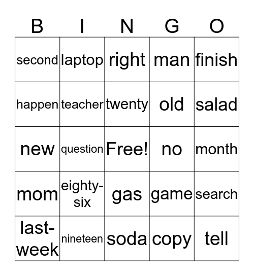 ASL 2 Bingo Card