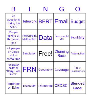 E&P Bingo Card