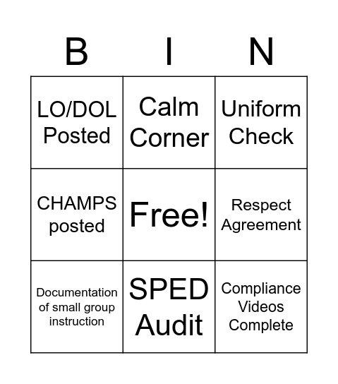 BACK TO SCHOOL BINGO Card