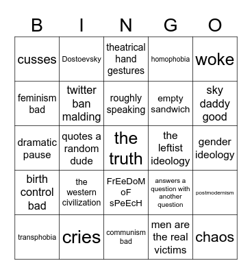 peter jordanson Bingo Card
