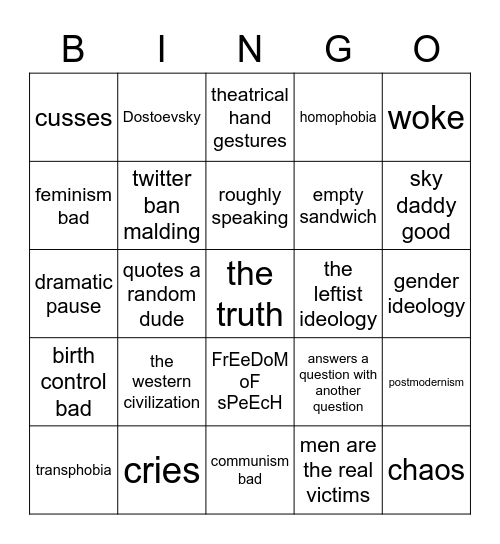 peter jordanson Bingo Card