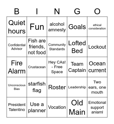 CA Training Bingo Card