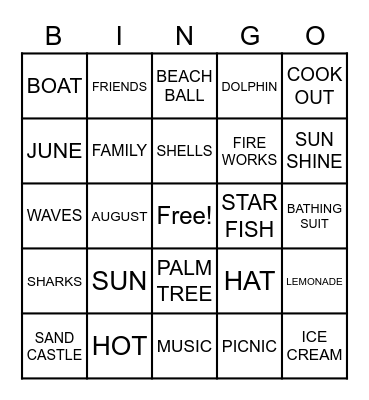 SUMMER BINGO Card
