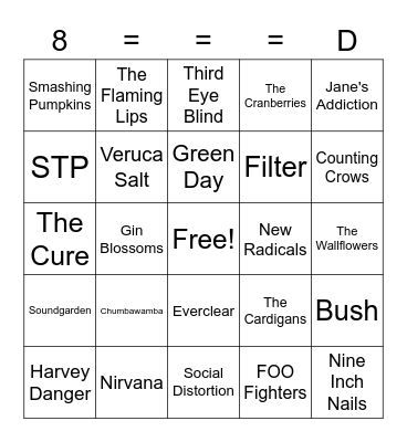 Cover Songs Bingo Card