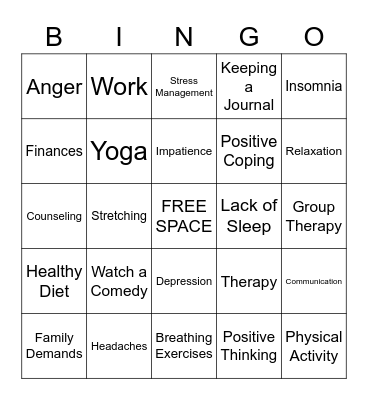 STRESS BINGO Card