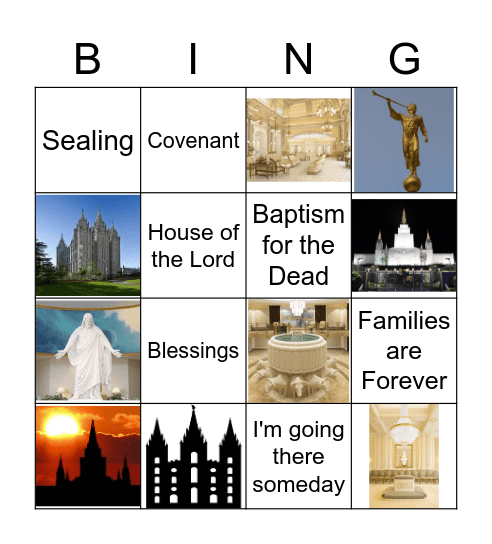 TEMPLES ARE THE HOUSEOF THE LORD Bingo Card