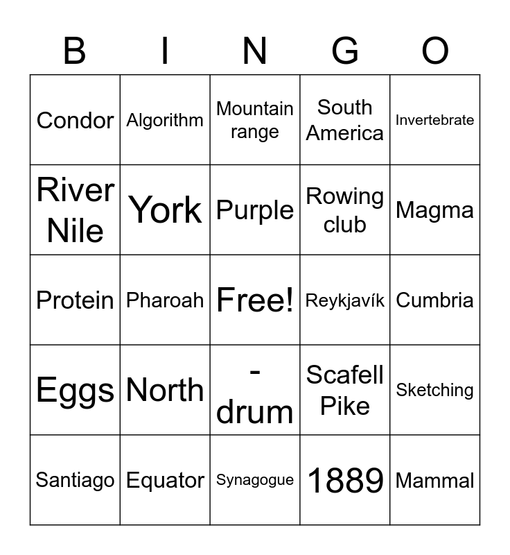 Project Bingo! Bingo Card