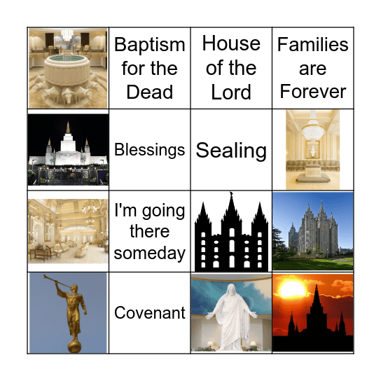 TEMPLES ARE THE HOUSE OF THE LORD Bingo Card