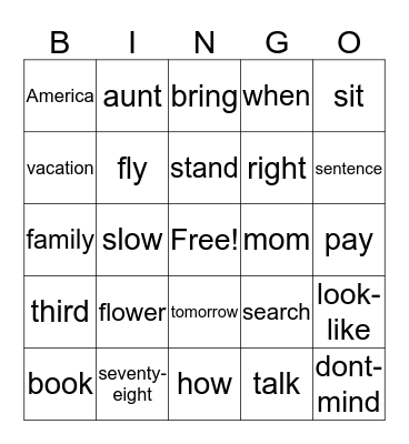 ASL 2 Bingo Card