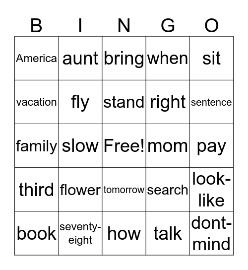 ASL 2 Bingo Card