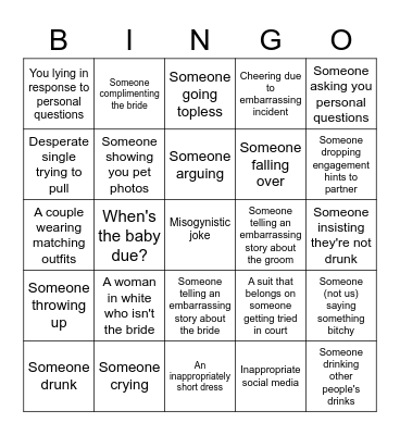 Wedding Bingo Card