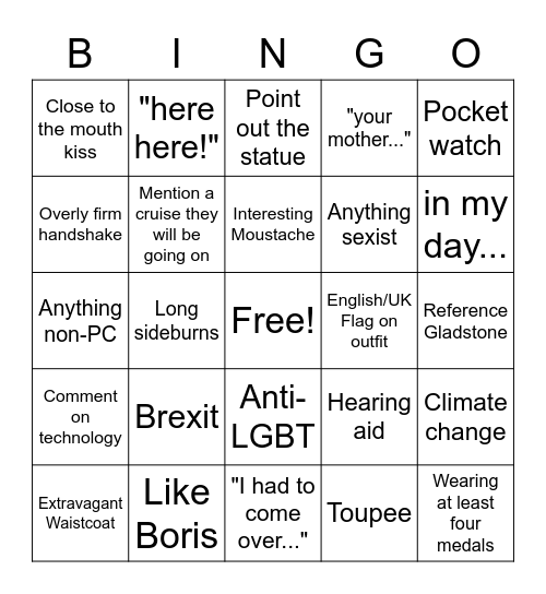 Geriatric Bingo Card