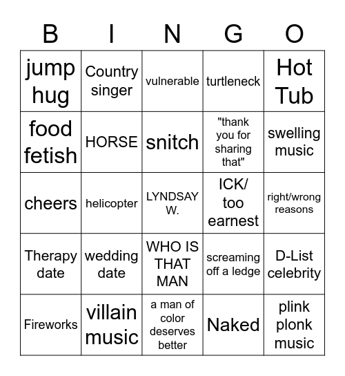 BACHELORETTE BONANZA Bingo Card