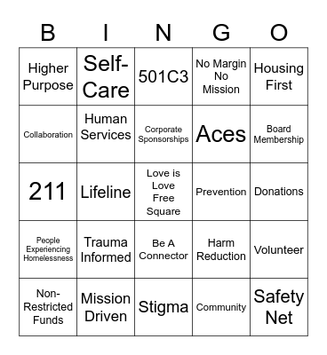 Human Services Day - KEY WORD BINGO Card