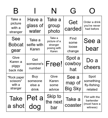 Karen's Bachelorette Bingo Card