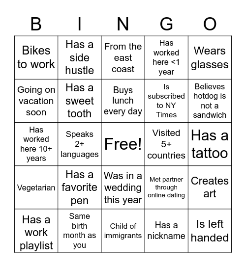 Developer Fun Day Bingo Card