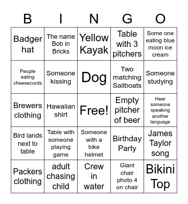 UW Union Terrace Bingo Card