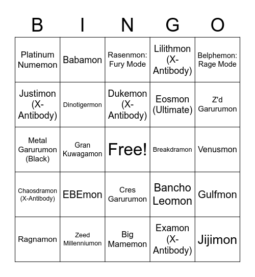 mega level bingo Card