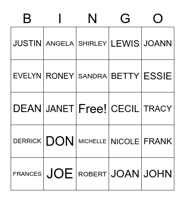 FAMILY FUN Bingo Card