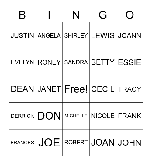 FAMILY FUN Bingo Card