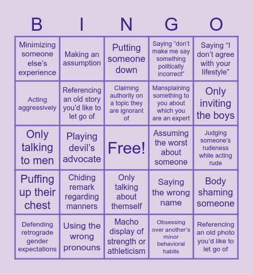 Chauvinist Family Reunion! Bingo Card