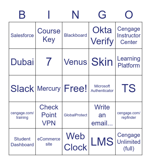 Cengage Bingo Card