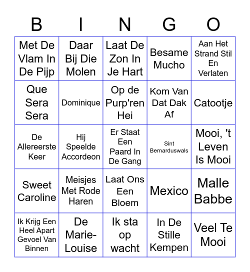 Muziek-Bingo Card