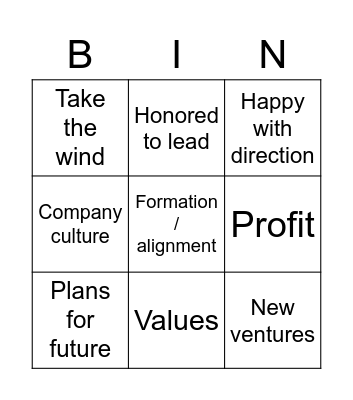 Townhall Bingo Card