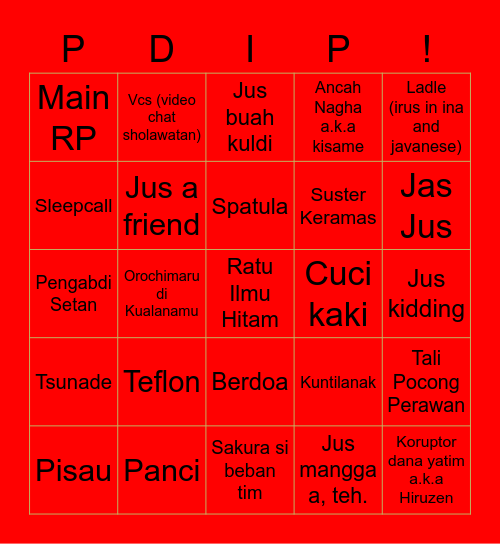 Gaonwati Soekarnoputri Bingo Card