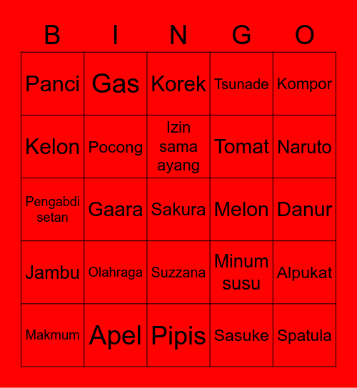 Aku Bingo Card