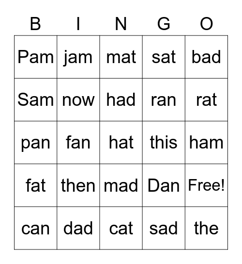 Dad is Mad Bingo Card