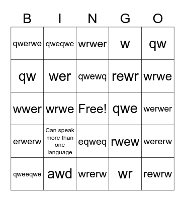 Diversity Bingo Card