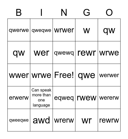 Diversity Bingo Card