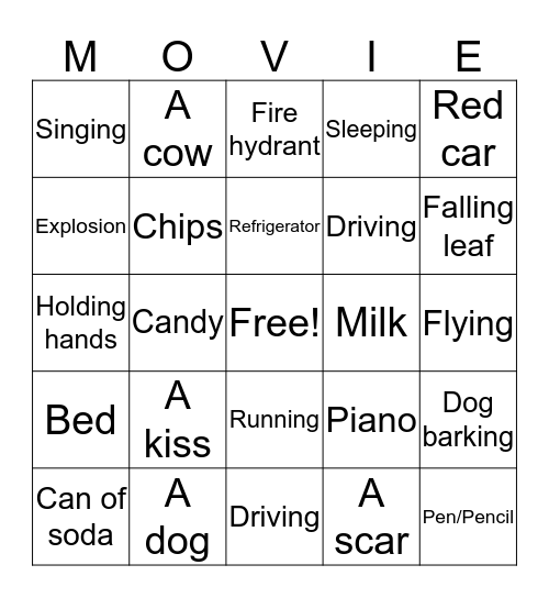 Movie Bingo Card