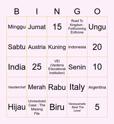 Jjungie 🍭 Bingo Card