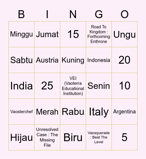Jjungie 🍭 Bingo Card